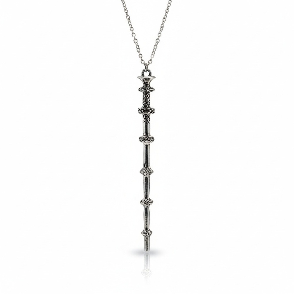 Silver Tone Wand Necklace Harry Potter Inspired‎ Pendant Chain Jewelry